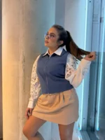 Top azul básico con cierre - Imagen 2