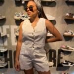 Set de chaleco y short bordado blanco