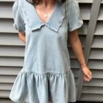 Vestido de jean con cuello de solapas