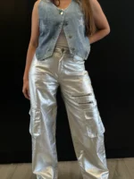 Pantalón cargo plateado