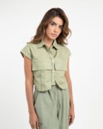 Camisa sin mangas oliva - Imagen 2