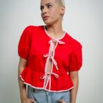 Top rojo y rosado de lazos